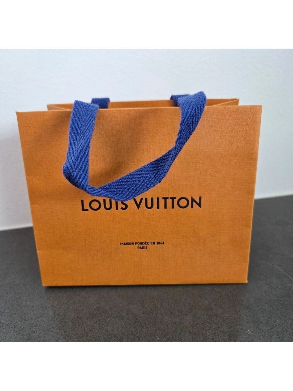 Small Louis Vuitton Orange Bag with Blue Handles